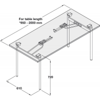 Galda kājas salokāmo galdu mehānismam H-veida